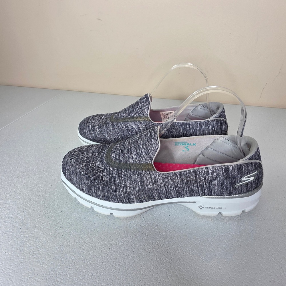 Skechers GoWalk 3 Walking Shoes Women 10 Grey Heathered Slip On 13984